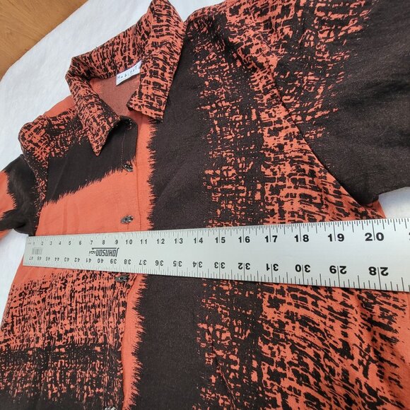 Habitat Womens Orange & Black Tunic Jacket Medium Button Front Asymmetrical Hem - Picture 8 of 9